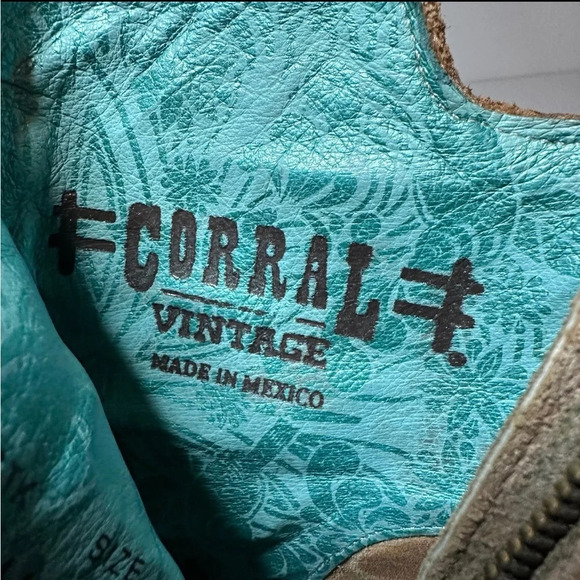 Corral Western Boots Womens Ankle Patchwork Round Toe 8 M Cognac C3116 - Picture 9 of 10